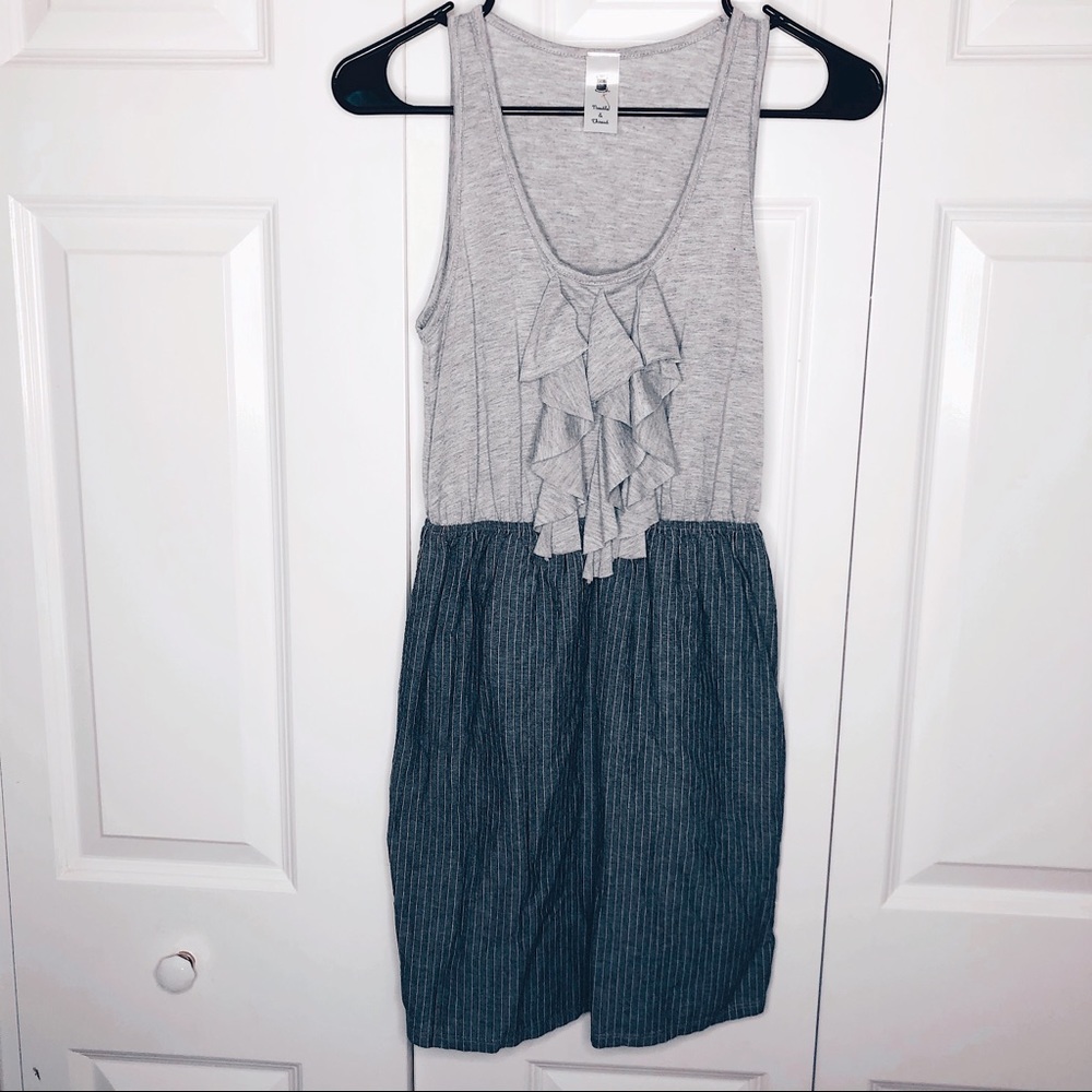 Gray + Blue Stripe Dress